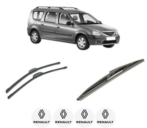 Set 3 stergatoare RENAULT LOGAN I Estate (KS_) din 2007-2015, pentru parbriz si luneta fata si spate auto, Bosch Twin-Aerotwin Retrofit, din cauciuc siliconat rezistent, 4 Stickere Auto RENAULT - Img 2