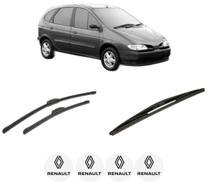 Set 3 stergatoare RENAULT MEGANE Scénic VAN (JA0/1_) din 1997-1999, pentru parbriz si luneta fata si spate auto, Bosch Twin-Aerotwin Retrofit, din cauciuc siliconat rezistent, 4 Stickere Auto RENAULT - Img 2