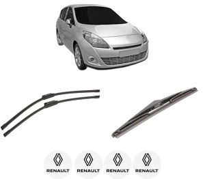 Set 3 stergatoare RENAULT SCENIC III VAN (JZ0/1_) din 2009-2016, pentru parbriz si luneta fata si spate auto, Bosch Twin-Aerotwin, din cauciuc siliconat rezistent, 4 Stickere Auto RENAULT - Img 2