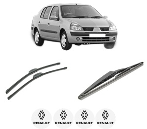 Set 3 stergatoare RENAULT THALIA I (LB_) din 1998-2009, pentru parbriz si luneta fata si spate auto, Bosch Twin-Aerotwin Retrofit, din cauciuc siliconat rezistent, 4 Stickere Auto RENAULT - Img 2