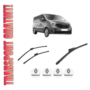 Set 3 stergatoare RENAULT TRAFIC III Van (FG_) din 2014-2023, pentru parbriz si luneta fata si spate auto, Bosch Aerotwin-Aerotwin Multi, din cauciuc siliconat rezistent, 4 Stickere Auto RENAULT