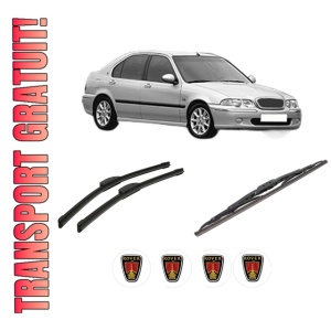 Set 3 stergatoare ROVER 45 I Hatchback (RT) din 2000-2005, pentru parbriz si luneta fata si spate auto, Bosch Twin-Aerotwin Retrofit, din cauciuc siliconat rezistent, 4 Stickere Auto ROVER