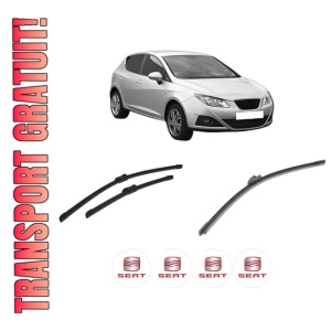 Set 3 stergatoare SEAT IBIZA IV (6J5, 6P1) din 2008-2017, pentru parbriz si luneta fata si spate auto, Bosch Aerotwin-Aerotwin, din cauciuc siliconat rezistent, 4 Stickere Auto SEAT