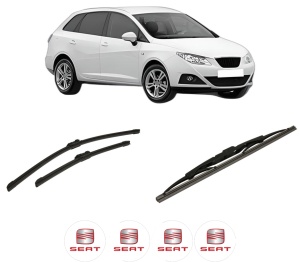 Set 3 stergatoare SEAT IBIZA IV ST (6J8, 6P8) din 2010-2016, pentru parbriz si luneta fata si spate auto, Bosch Twin-Aerotwin, din cauciuc siliconat rezistent, 4 Stickere Auto SEAT - Img 2