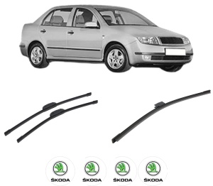 Set 3 stergatoare SKODA FABIA I Saloon (6Y3) din 2000-2007, pentru parbriz si luneta fata si spate auto, Bosch Aerotwin-Aerotwin Retrofit, din cauciuc siliconat rezistent, 4 Stickere Auto SKODA - Img 2