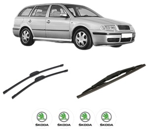 Set 3 stergatoare SKODA Octavia I Combi (1U5) din 1998-2010, pentru parbriz si luneta fata si spate auto, Bosch Twin-Aerotwin Retrofit, din cauciuc siliconat rezistent, 4 Stickere Auto SKODA - Img 2
