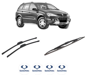 Set 3 stergatoare SSANGYONG Actyon I din 2005-2013, pentru parbriz si luneta fata si spate auto, Bosch Twin-Aerotwin Retrofit, din cauciuc siliconat rezistent, 4 Stickere Auto SSANGYONG - Img 2