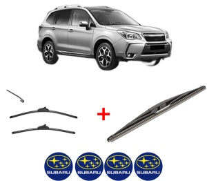 Set 3 stergatoare SUBARU FORESTER (SJ_) din 2012, pentru parbriz si luneta fata si spate auto, Valeo Silencio, din cauciuc siliconat rezistent, 4 Stickere Auto SUBARU v13888