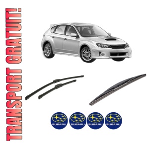 Set 3 stergatoare SUBARU IMPREZA Hatchback (GP_) din 2011-2016, pentru parbriz si luneta fata si spate auto, Bosch Twin-Aerotwin Retrofit, din cauciuc siliconat rezistent, 4 Stickere Auto SUBARU