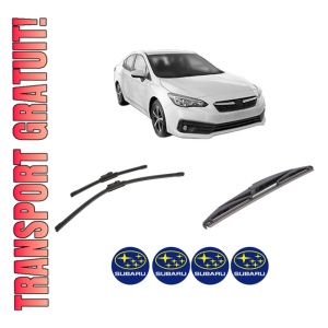 Set 3 stergatoare SUBARU IMPREZA Hatchback (GT_) din 2016-2017, pentru parbriz si luneta fata si spate auto, Bosch Twin-Aerotwin, din cauciuc siliconat rezistent, 4 Stickere Auto SUBARU