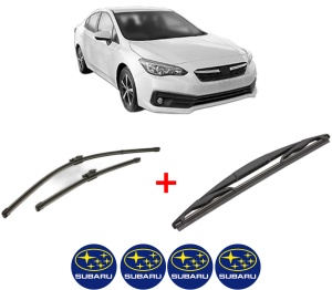 Set 3 stergatoare SUBARU IMPREZA Hatchback (GT_) din 2016, pentru parbriz si luneta fata si spate auto, Valeo Silencio, din cauciuc siliconat rezistent, 4 Stickere Auto SUBARU v13948