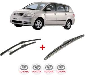 Set 3 stergatoare TOYOTA AVENSIS VERSO (_M2_) din 2001 - 2010, pentru parbriz si luneta fata si spate auto, Bosch Twin, din cauciuc siliconat rezistent, 4 Stickere Auto TOYOTA v5009