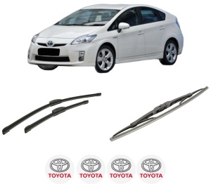 Set 3 stergatoare TOYOTA PRIUS (_W3_) din 2008-2016, pentru parbriz si luneta fata si spate auto, Bosch Twin-Aerotwin Retrofit, din cauciuc siliconat rezistent, 4 Stickere Auto TOYOTA - Img 2