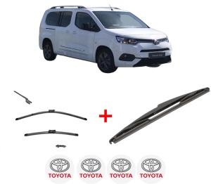 Set 3 stergatoare TOYOTA PROACE CITY Box Body/MPV (BPZ_) din 2019 - 2024, pentru parbriz si luneta fata si spate auto, Valeo Silencio, din cauciuc siliconat rezistent, 4 Stickere Auto TOYOTA v15328