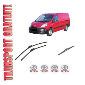 Set 3 stergatoare TOYOTA PROACE Van (MDX_) din 2013-2016, pentru parbriz si luneta fata si spate auto, Bosch Twin-Aerotwin Retrofit, din cauciuc siliconat rezistent, 4 Stickere Auto TOYOTA