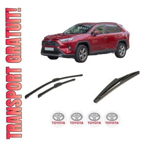 Set 3 stergatoare TOYOTA RAV 4 IV (_A4_) din 2012-2019, pentru parbriz si luneta fata si spate auto, Bosch Twin-Aerotwin Retrofit, din cauciuc siliconat rezistent, 4 Stickere Auto TOYOTA