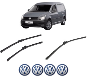 Set 3 stergatoare Volkswagen CADDY III Box Body/MPV (2KA, 2KH, 2CA, 2CH) din 2004-2015, pentru parbriz si luneta fata si spate auto, Bosch Aerotwin-Aerotwin, din cauciuc siliconat rezistent, 4 Stickere Auto Volkswagen - Img 2