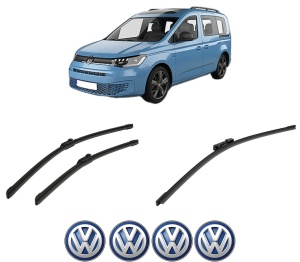 Set 3 stergatoare Volkswagen CADDY IV Box Body/MPV (SAA, SAH) din 2015-2020, pentru parbriz si luneta fata si spate auto, Bosch Aerotwin-Aerotwin, din cauciuc siliconat rezistent, 4 Stickere Auto Volkswagen - Img 2