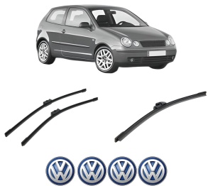 Set 3 stergatoare Volkswagen POLO IV (9N_, 9A_) din 2001-2009, pentru parbriz si luneta fata si spate auto, Bosch Aerotwin-Aerotwin, din cauciuc siliconat rezistent, 4 Stickere Auto Volkswagen - Img 2