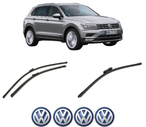 Set 3 stergatoare Volkswagen TIGUAN SUV Van (AD1) din 2016-2020, pentru parbriz si luneta fata si spate auto, Bosch Aerotwin-Aerotwin, din cauciuc siliconat rezistent, 4 Stickere Auto Volkswagen - Img 2