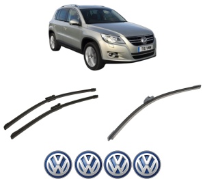 Set 3 stergatoare Volkswagen TIGUAN VAN (5N_) din 2007-2018, pentru parbriz si luneta fata si spate auto, Bosch Aerotwin-Aerotwin, din cauciuc siliconat rezistent, 4 Stickere Auto Volkswagen - Img 2