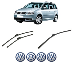 Set 3 stergatoare Volkswagen TOURAN VAN (1T1, 1T2) din 2003-2010, pentru parbriz si luneta fata si spate auto, Bosch Aerotwin-Aerotwin Multi, din cauciuc siliconat rezistent, 4 Stickere Auto Volkswagen - Img 2