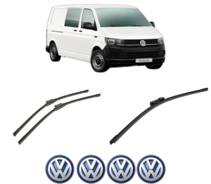 Set 3 stergatoare Volkswagen TRANSPORTER T6 / CARAVELLE T6 Bus (SGB, SGJ, SHB, SHJ) din 2015-2024, pentru parbriz si luneta fata si spate auto, Bosch Aerotwin-Aerotwin, din cauciuc siliconat rezistent, 4 Stickere Auto Volkswagen - Img 2