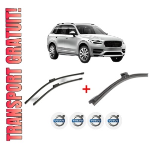 Set 3 stergatoare VOLVO XC90 II (256) din 2014 - 2022, pentru parbriz si luneta fata si spate auto, Bosch Aerotwin, din cauciuc siliconat rezistent, 4 Stickere Auto VOLVO