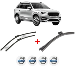 Set 3 stergatoare VOLVO XC90 II (256) din 2014 - 2022, pentru parbriz si luneta fata si spate auto, Bosch Aerotwin, din cauciuc siliconat rezistent, 4 Stickere Auto VOLVO v6689
