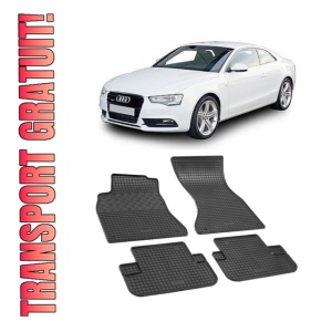Set 4 covorase Audi A5 Sportback 2009-2016, din cauciuc 100%, compatibile cu autoturismul AUDI A5