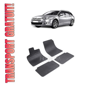Set 4 covorase Citroen C5 2002-2008, din cauciuc 100%, compatibile cu autoturismul CITROEN C5