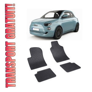 Set 4 covorase Fiat 500 Hybrid 2020-prezent, din cauciuc 100%, compatibile cu autoturismul FIAT 500