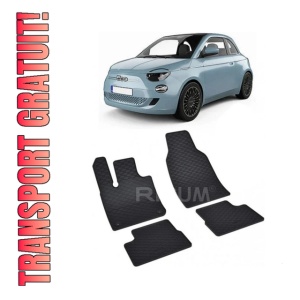 Set 4 covorase Fiat 500E 2021-prezent, din cauciuc 100%, compatibile cu autoturismul FIAT 500e