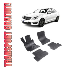 Set 4 covorase Mercedes C-Klasse 2007-2014, din cauciuc 100%, compatibile cu autoturismul MERCEDES C-Klasse