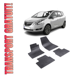 Set 4 covorase Opel Meriva 2010-2017, din cauciuc 100%, compatibile cu autoturismul OPEL Meriva