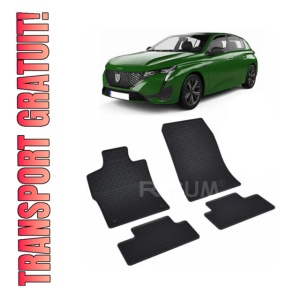 Set 4 covorase Peugeot 308 Hb Phev 2022-prezent, din cauciuc 100%, compatibile cu autoturismul PEUGEOT 308