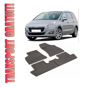Set 4 covorase Peugeot 5008 2010-2017, din cauciuc 100%, compatibile cu autoturismul PEUGEOT 5008
