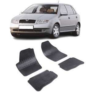 Set 4 covorase Skoda Fabia I 2000-2007, din cauciuc 100%, compatibile cu autoturismul SKODA Fabia v3953