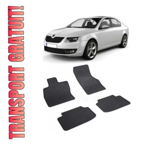 Set 4 covorase Skoda Octavia Iii 2013-2020, din cauciuc 100%, compatibile cu autoturismul SKODA Octavia