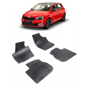 Set 4 covorase Skoda Rapid 2012-2019, din cauciuc 100%, compatibile cu autoturismul SKODA Rapid v3574