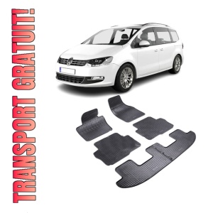 Set 4 covorase Volkswagen Sharan 7M 2010-2022, din cauciuc 100%, compatibile cu autoturismul Volkswagen Sharan