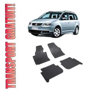 Set 4 covorase Volkswagen Touran 5M 2003-2015, din cauciuc 100%, compatibile cu autoturismul Volkswagen Touran