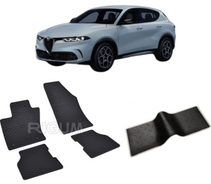 Set 5 covorase ALFA ROMEO TONALE MHEV din 2022-PREZENT, cu covoras tunel median, CAROSERIE SUV, Presuri cauciuc 100%, compatibil cu autoturismul ALFA ROMEO TONALE MHEV, Rigum - Img 2