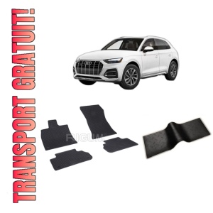 Set 5 covorase AUDI Q5 III din 11.2024-PREZENT, cu covoras tunel median, CAROSERIE SUV, Presuri cauciuc 100%, compatibil cu autoturismul AUDI Q5 III, Rigum