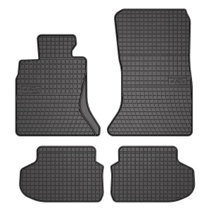 Set 5 covorase auto BMW Seria 5 Touring (F11) din 2014-2019, cu covoras tunel median, presuri auto din cauciuc, 4x Stickere auto cu BMW - Img 3