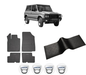 Set 5 covorase auto DACIA DUSTER din 2010-2018, cu covoras tunel median, presuri auto din cauciuc, 4x Stickere auto cu DACIA - Img 2