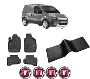 Set 5 covorase auto FIAT 500 (312_) din 2001-2005, cu covoras tunel median, presuri auto din cauciuc, 4x Stickere auto cu FIAT - Img 2