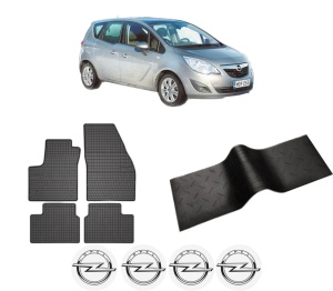 Set 5 covorase auto OPEL MERIVA B MPV (S10) din 2016-2020, cu covoras tunel median, presuri auto din cauciuc, 4x Stickere auto cu OPEL - Img 2