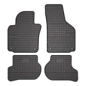 Set 5 covorase auto SKODA YETI (5L) din 2004-2013, cu covoras tunel median, presuri auto din cauciuc, 4x Stickere auto cu SKODA - Img 3