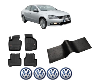 Set 5 covorase auto Volkswagen PASSAT B7 (A32, A33) din 2008-2012, cu covoras tunel median, presuri auto din cauciuc, 4x Stickere auto cu Volkswagen - Img 2